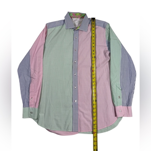 Lilly Pulitzer Men’s Large Wyeth Patchwork Check Button Down Shirt Multicolor - Picture 3 of 10